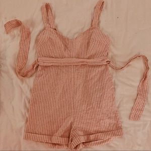 Pink/white striped summer romper